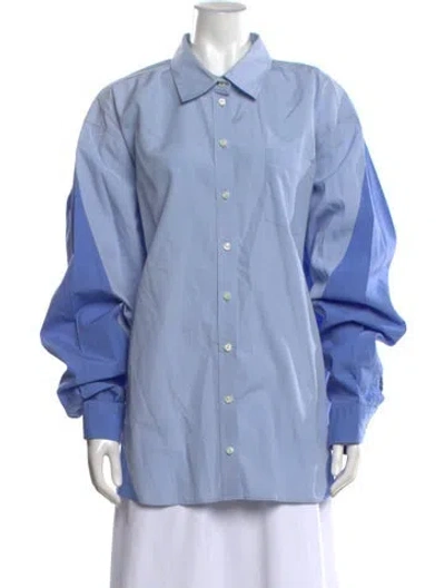 Pre-owned Peter Do Long Sleeve Button-up Top In Blue