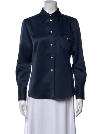 Pre-owned Peter Do Long Sleeve Button-up Top In Blue