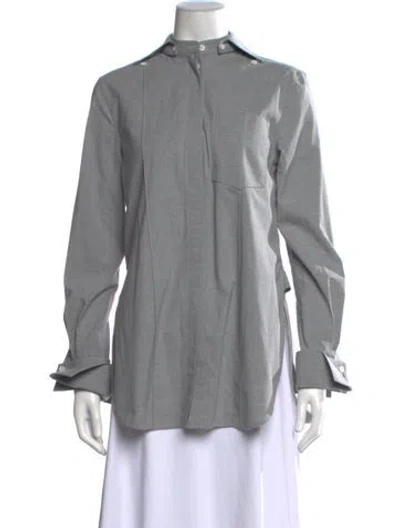 Pre-owned Peter Do Long Sleeve Button-up Top In Grey