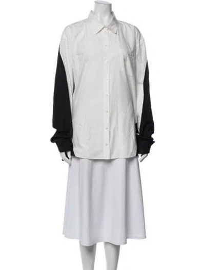 Pre-owned Peter Do Long Sleeve Button-up Top In White