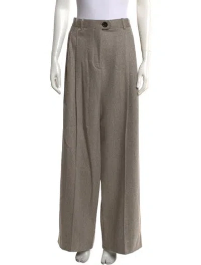 Pre-owned Peter Do Merino Wool Wide Leg Pants In Neutrals