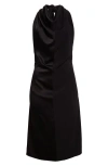 Peter Do Mixed Finish Sleeveless Halter Dress In Black