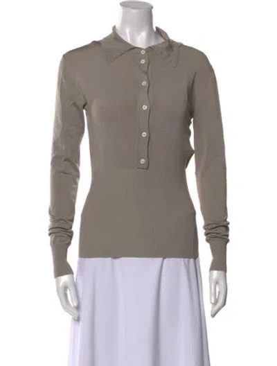 Pre-owned Peter Do Mock Neck Long Sleeve Polo In Brown