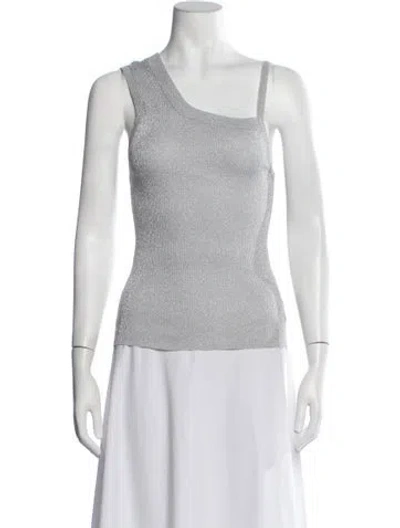Pre-owned Peter Do One-shoulder Sleeveless Top W/ Tags In Metallic/silver
