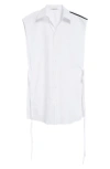 Peter Do Oversize Side Slit Sleeveless Cotton Button-up Shirt In White