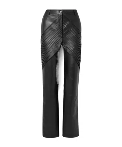 Peter Do Paneled Leather Straight-leg Pants In Black