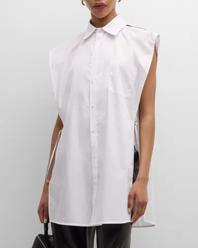 Peter Do Peter Shirt Vest With Side Ties In White