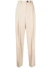 Peter Do Pleat-detailing Button-fastening Tapered Trousers In Neutrals