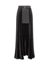 Peter Do Pleated Tech Open Skirt W/ Leather Belt In Black