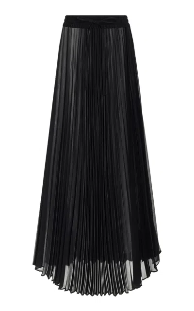 Peter Do Pleated Chiffon Midi Skirt In Black