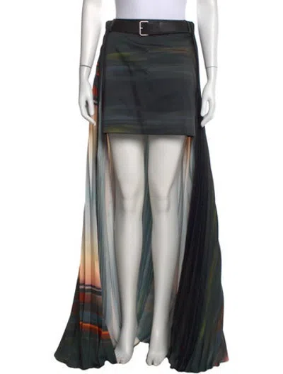 Pre-owned Peter Do Printed Long Skirt In Green