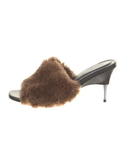 Pre-owned Peter Do Shearling Slides In Brown