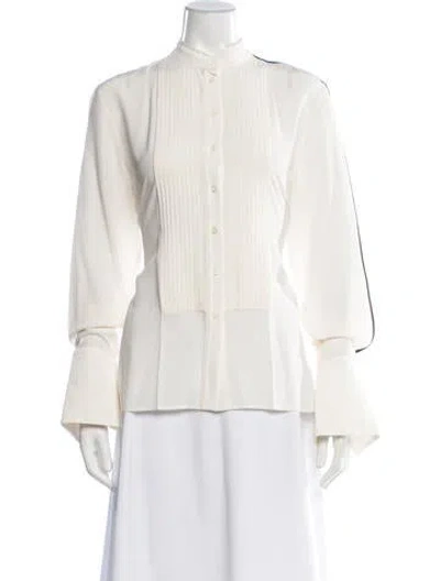 Pre-owned Peter Do Silk Long Sleeve Button-up Top W/ Tags In Neutrals