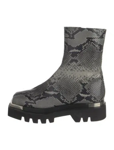 Pre-owned Peter Do Snakeskin Animal Print Combat Boots In Gray