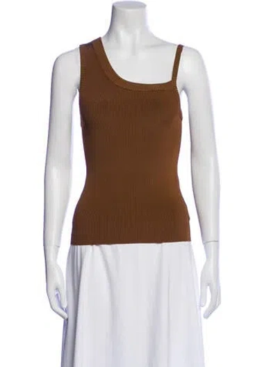 Pre-owned Peter Do Square Neckline Sleeveless Top In Brown