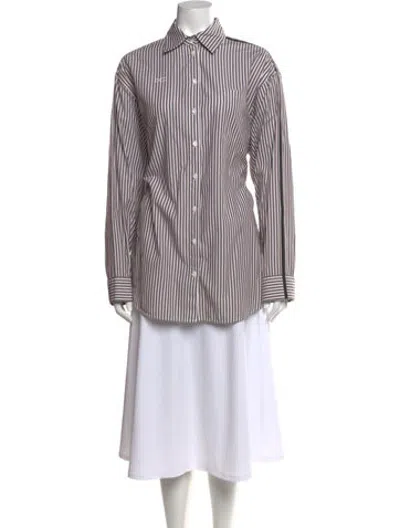 Pre-owned Peter Do Striped Long Sleeve Button-up Top In Multicolor