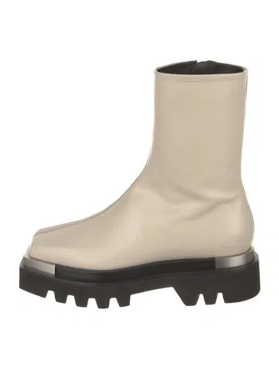 Pre-owned Peter Do Suede Leather Trim Embellishment Rain Boots In Neutral