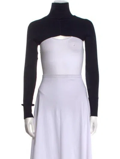 Pre-owned Peter Do Turtleneck Long Sleeve Crop Top In Green