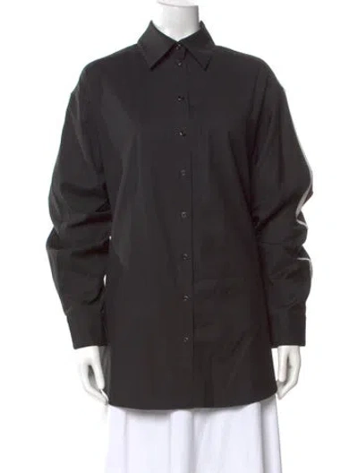 Pre-owned Peter Do Virgin Wool Long Sleeve Button-up Top In Black