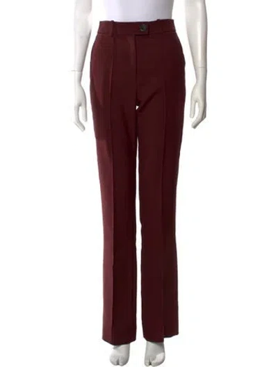 Pre-owned Peter Do Virgin Wool Straight Leg Pants In Burgundy
