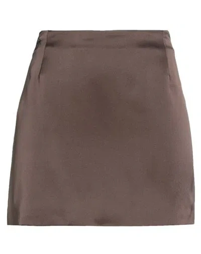 Peter Do Woman Mini Skirt Chocolate Brown Size 6 Silk