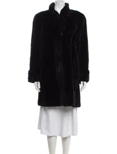 Pre-owned Peter Duffy New York Fur Faux Fur Coat In Black