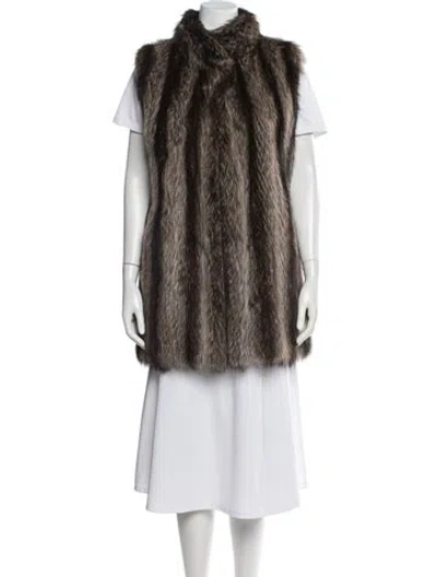 Pre-owned Peter Duffy New York Fur Vest In Brown