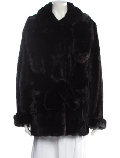 Pre-owned Peter Duffy New York Mink Faux Fur Coat In Black