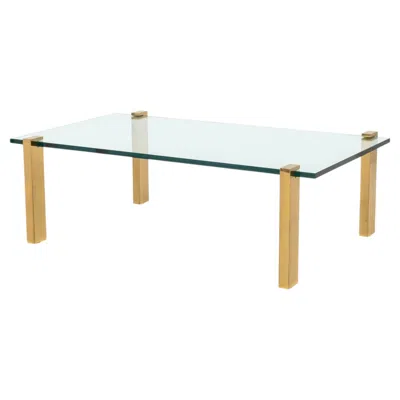 Pre-owned Peter Ghyczy Style Brass And Glass Coffee Table In Gray