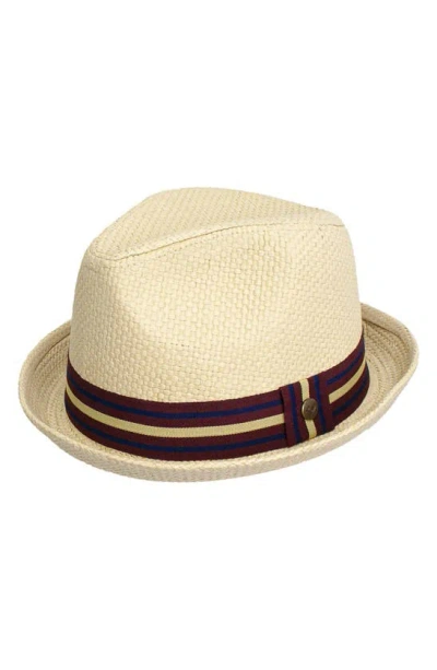 Peter Grimm Depp Stripe Ribbon Fedora In Neutral