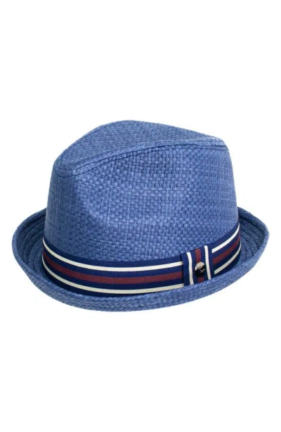 Peter Grimm Deppo Straw Fedora In Blue