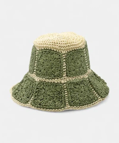 Peter Grimm Serafina Packable Crotchet Bucket Hat In Natural/sage