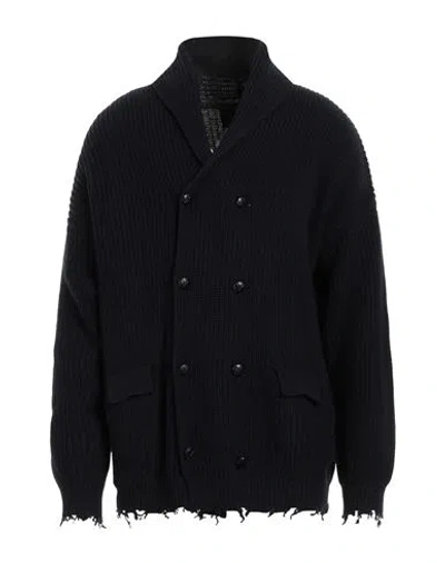 Peter Hadley Man Cardigan Midnight Blue Size Xxl Wool, Viscose, Nylon, Cashmere In Black