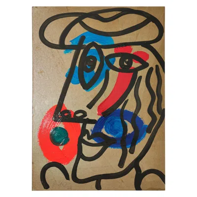 Pre-owned Peter Keil Painting By , C 1970, Acrylic On Board, Signed, No Frame, Modern Art In Brown