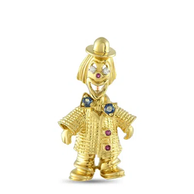 Peter Lindeman 18k Yellow Gold Diamond, Sapphire, And Ruby Clown Brooch Pl08-072925