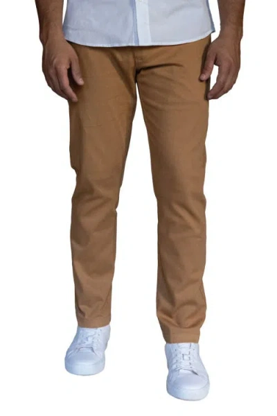 Peter Manning Stretch Chinos Slim Fit In Brown