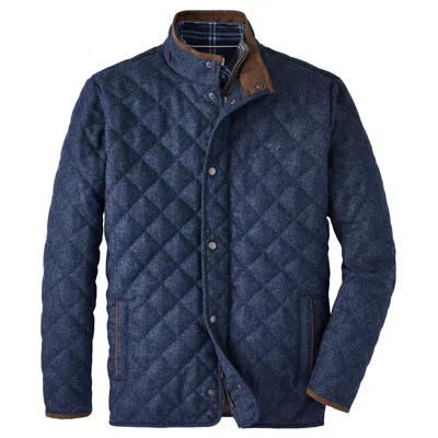 Pre-owned Peter Millar $350  Men's Crown Suffolk Quilted Wool Travel Coat Jacket Sz Xl In Blue