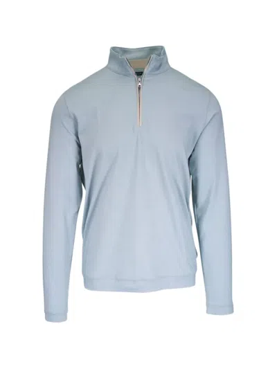 Peter Millar Albatross Quarter-zip Polo Shirt In Blue