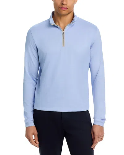 Peter Millar Albatross Pique Quarter Zip Sweater In Blue