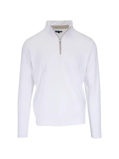 Peter Millar Albatroz Zip Collar Sweatshirt In White