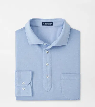 Peter Millar Amble Long-sleeve Cotton Cashmere Polo In Blue
