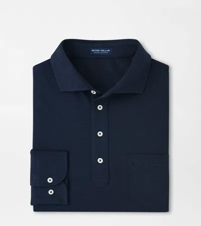 Peter Millar Amble Long-sleeve Cotton Cashmere Polo In Blue
