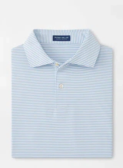 Peter Millar Ambrose Performance Jersey Polo In White/blue Frost