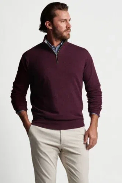 Pre-owned Peter Millar Artisan Crafted Cashmere Flex Quarter-zip In Claret Xl. $648. In Red
