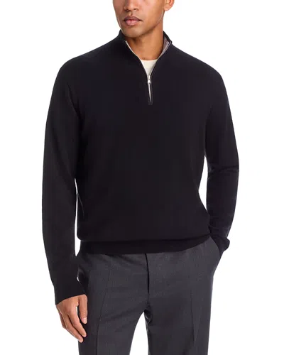 Peter Millar Artisan Crafted Cashmere Stretch Quarter Zip Sweater In Black