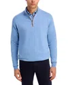 Peter Millar Autumn Crest Suede Trim Quarter Zip Sweater In Blue