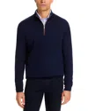 Peter Millar Autumn Crest Suede Trim Quarter Zip Sweater In Blue