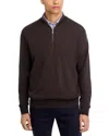 Peter Millar Autumn Crest Suede Trim Quarter Zip Sweater In Black