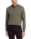 Peter Millar Autumn Crest Suede Trim Quarter Zip Sweater In Green