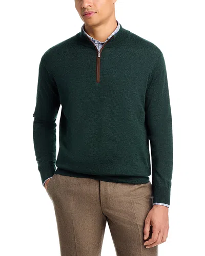 Peter Millar Autumn Crest Suede Trim Quarter Zip Sweater In Green